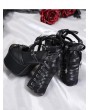 Black Gothic Cross Bow Strap High Heel Shoes