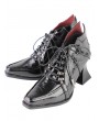 Black Patent Leather Gothic Heeled Ankle Boots
