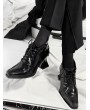 Black Patent Leather Gothic Heeled Ankle Boots