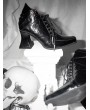 Black Patent Leather Gothic Heeled Ankle Boots