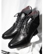 Black Matte Leather Gothic Heeled Ankle Boots