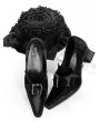 Black Suede Retro Gothic Witch Heeled Shoes