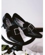 Black Suede Retro Gothic Witch Heeled Shoes