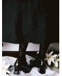 Black Leather Retro Gothic Witch Heeled Shoes