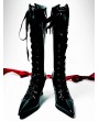 Black Pointed Toe Gothic Batwing Knee-High Boots