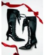 Black Pointed Toe Gothic Batwing Knee-High Boots