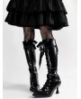 Black Pointed Toe Gothic Batwing Knee-High Boots