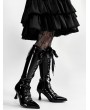 Black Pointed Toe Gothic Batwing Knee-High Boots
