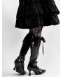 Black Pointed Toe Gothic Batwing Knee-High Boots