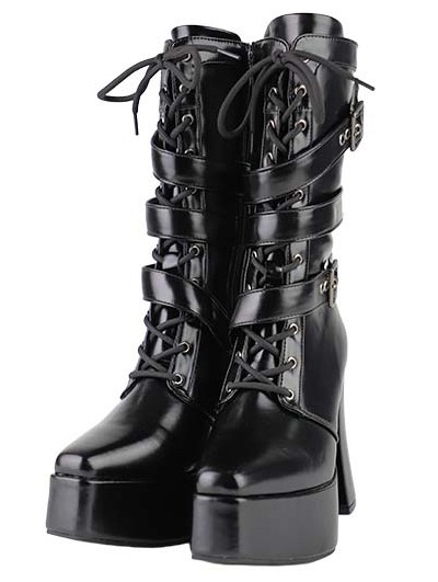 Black Gothic Chunky Platform High Heel Boots