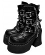 Black Gothic Spider Web Chain Platform Boots