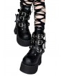 Black Gothic Spider Web Chain Platform Boots