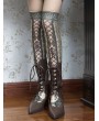Brown Retro Gothic Pointed Toe Cutout Boots