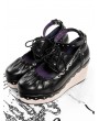 Black Gothic Vintage Wood Grain Platform Shoes
