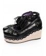 Black Gothic Vintage Wood Grain Platform Shoes