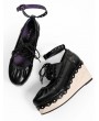 Black Gothic Vintage Wood Grain Platform Shoes