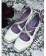White Gothic Cross Strap Square Toe Coffin Heel Shoes