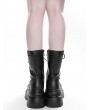 Black Gothic Bat Plate Spiderweb Stitched Platform Boots