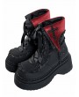 Black and Red Gothic Cross Flap Platform Ankle Boots