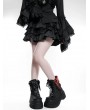 Black and Red Gothic Cross Flap Platform Ankle Boots