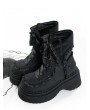 Black Gothic Cross Flap Platform Ankle Boots