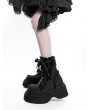 Black Gothic Cross Flap Platform Ankle Boots