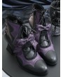 Black and Purple Faux Leather Gothic Pointed Toe Batwing Boots
