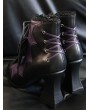 Black and Purple Faux Leather Gothic Pointed Toe Batwing Boots