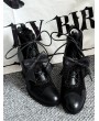 Black Faux Leather Gothic Pointed Toe Batwing Boots