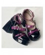 Black and Purple Gothic Star Buckle Platform Heels
