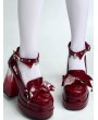 Red Gothic Batwing Chunky Platform High Heels