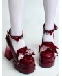 Red Gothic Batwing Chunky Platform High Heels