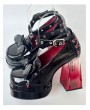 Black Gothic Batwing Chunky Platform High Heels