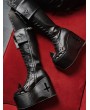 Black Gothic Bat Wing Cross Coffin Platform Boots