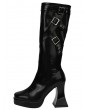 Black Gothic Buckle Strap High Heel Boots