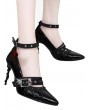 Black Gothic Pointed Toe Stiletto Snake Heel Shoes