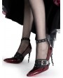 Wine Red Gothic Pointed Toe Stiletto Snake Heel Shoes