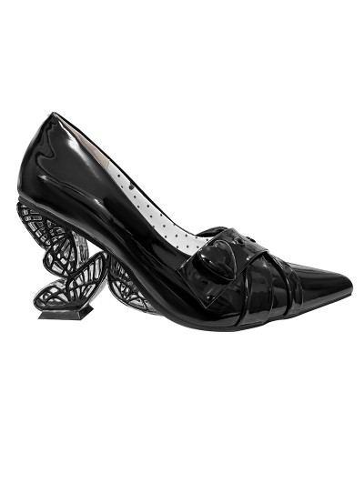 Black Gothic Pointed Toe Hollow Butterfly Heel Shoes