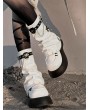 White Gothic Punk Studded Slouch Platform Boots