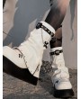 White Gothic Punk Studded Slouch Platform Boots