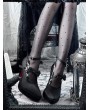 Black Gothic Closed Toe Platform Satin Bow Heels