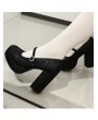 Black Gothic Lace Platform High Block Heels