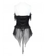 Devil Fashion Black Retro Gothic Floral Ruffle Corset Top for Women