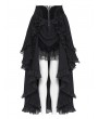 Devil Fashion Black Retro Gothic Rose Layered Ruffle High-Low Skirt
