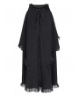Devil Fashion Black Retro Gothic Rose Layered Ruffle High-Low Skirt