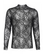 Devil Fashion Black Gothic Thorns Sheer Mesh Long Sleeve Top for Men