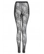 Devil Fashion Black Gothic Thorn Pattern Sheer Mesh Leggings for Women
