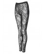 Devil Fashion Black Gothic Thorn Pattern Sheer Mesh Leggings for Women
