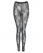 Devil Fashion Black Gothic Thorn Pattern Sheer Mesh Leggings for Women