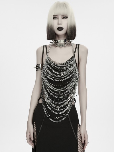 Punk Rave Silver Punk Spike Metal Gothic Body Chain Harness